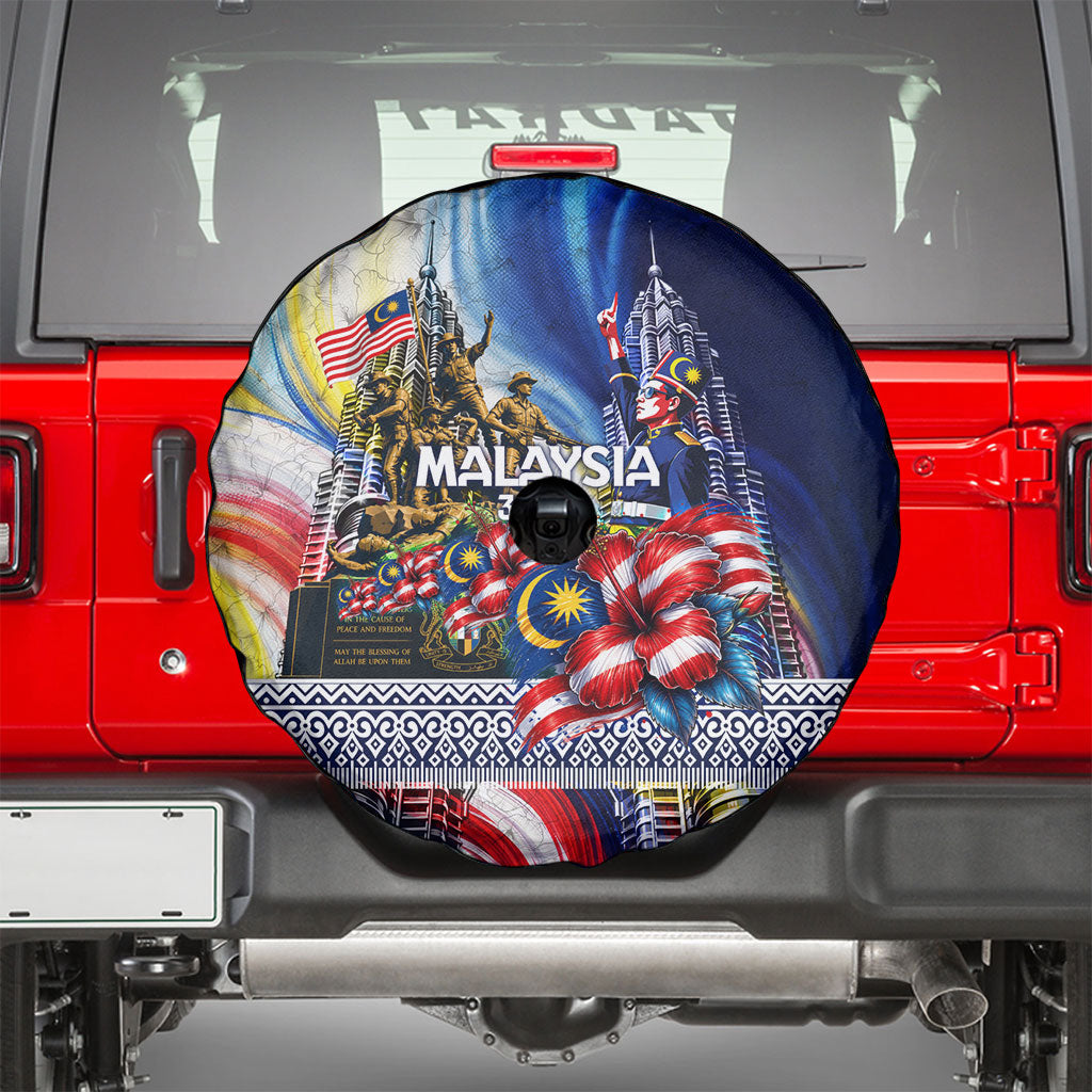 Malaysia Merdeka Independence Day Spare Tire Cover Patriotic Twin Towers Soldier National Flower Graphic