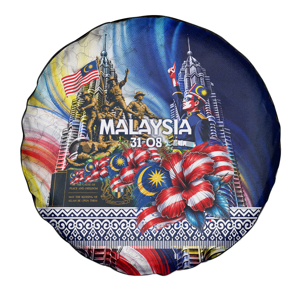 Malaysia Merdeka Independence Day Spare Tire Cover Patriotic Twin Towers Soldier National Flower Graphic