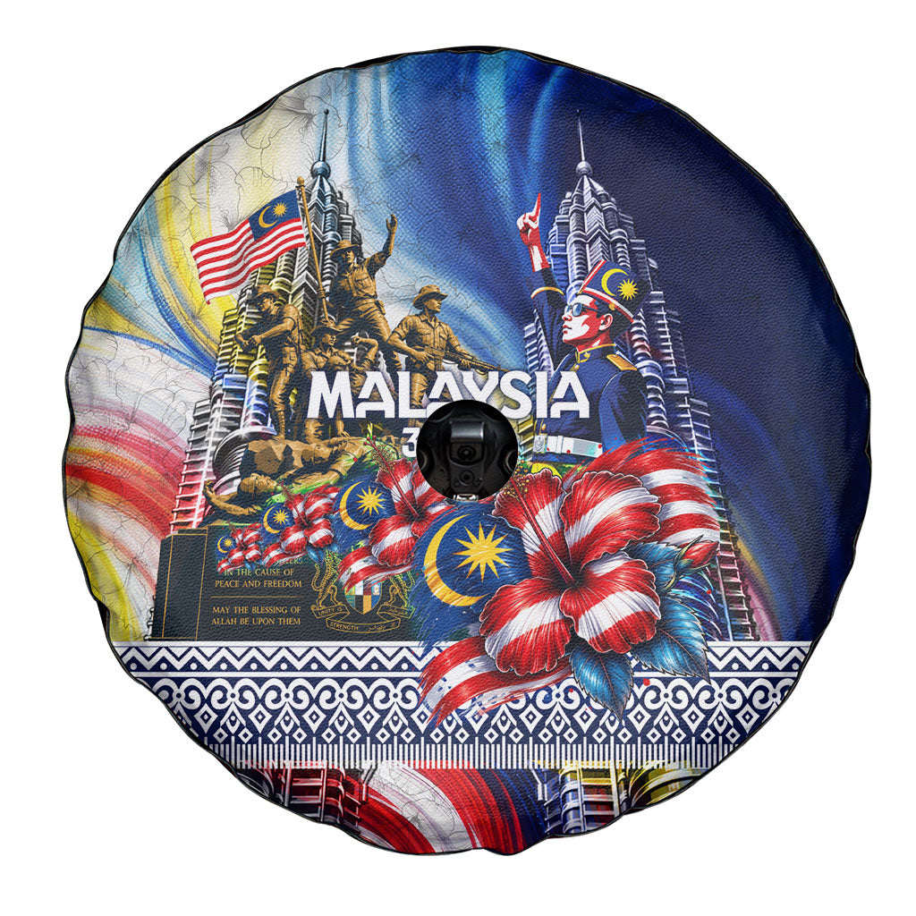 Malaysia Merdeka Independence Day Spare Tire Cover Patriotic Twin Towers Soldier National Flower Graphic