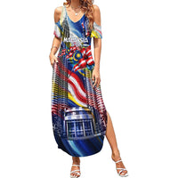Malaysia Merdeka Independence Day Summer Maxi Dress Patriotic Twin Towers Soldier National Flower Graphic