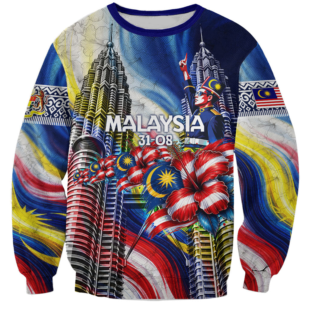 Malaysia Merdeka Independence Day Sweatshirt Patriotic Twin Towers Soldier National Flower Graphic