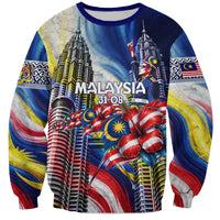 Malaysia Merdeka Independence Day Sweatshirt Patriotic Twin Towers Soldier National Flower Graphic