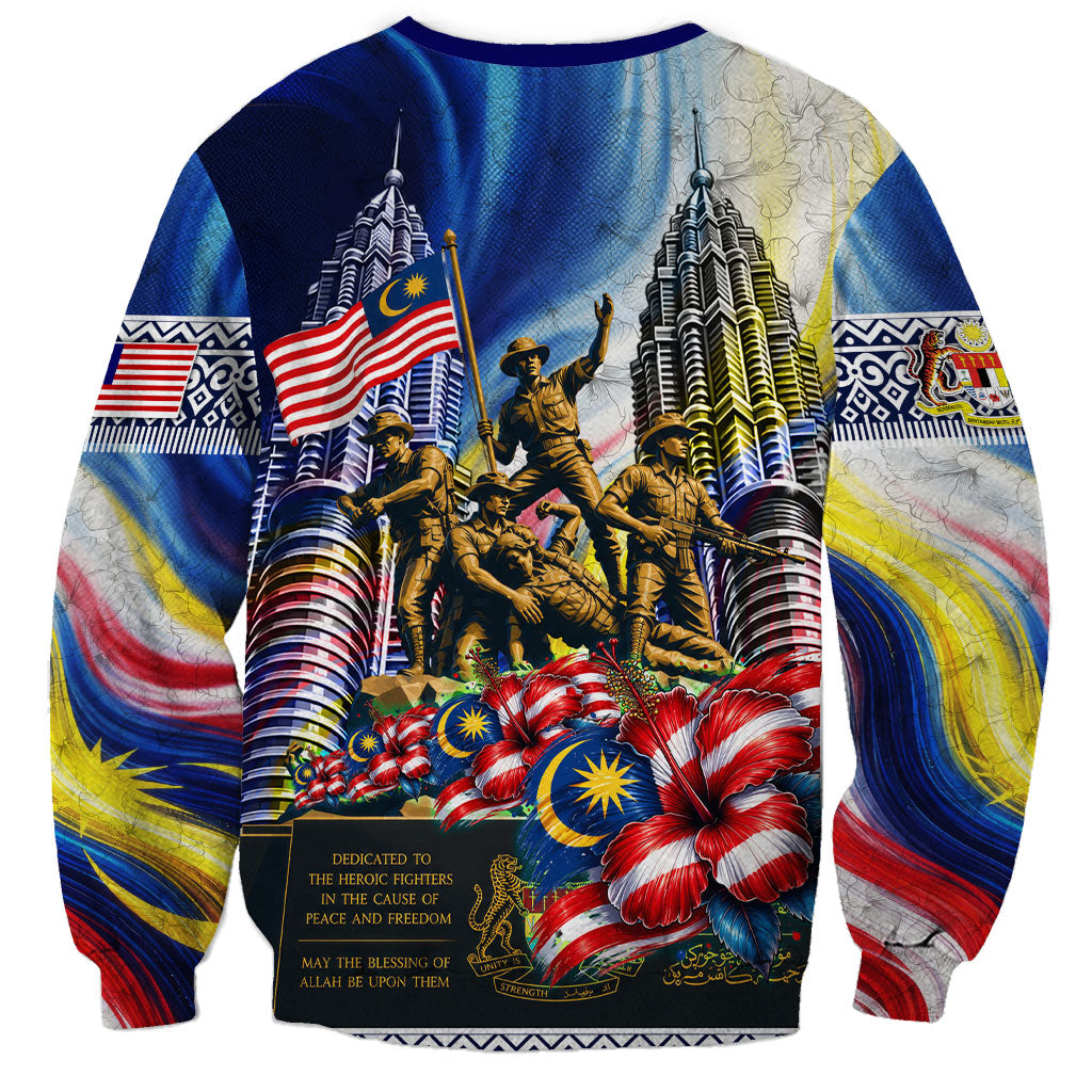 Malaysia Merdeka Independence Day Sweatshirt Patriotic Twin Towers Soldier National Flower Graphic