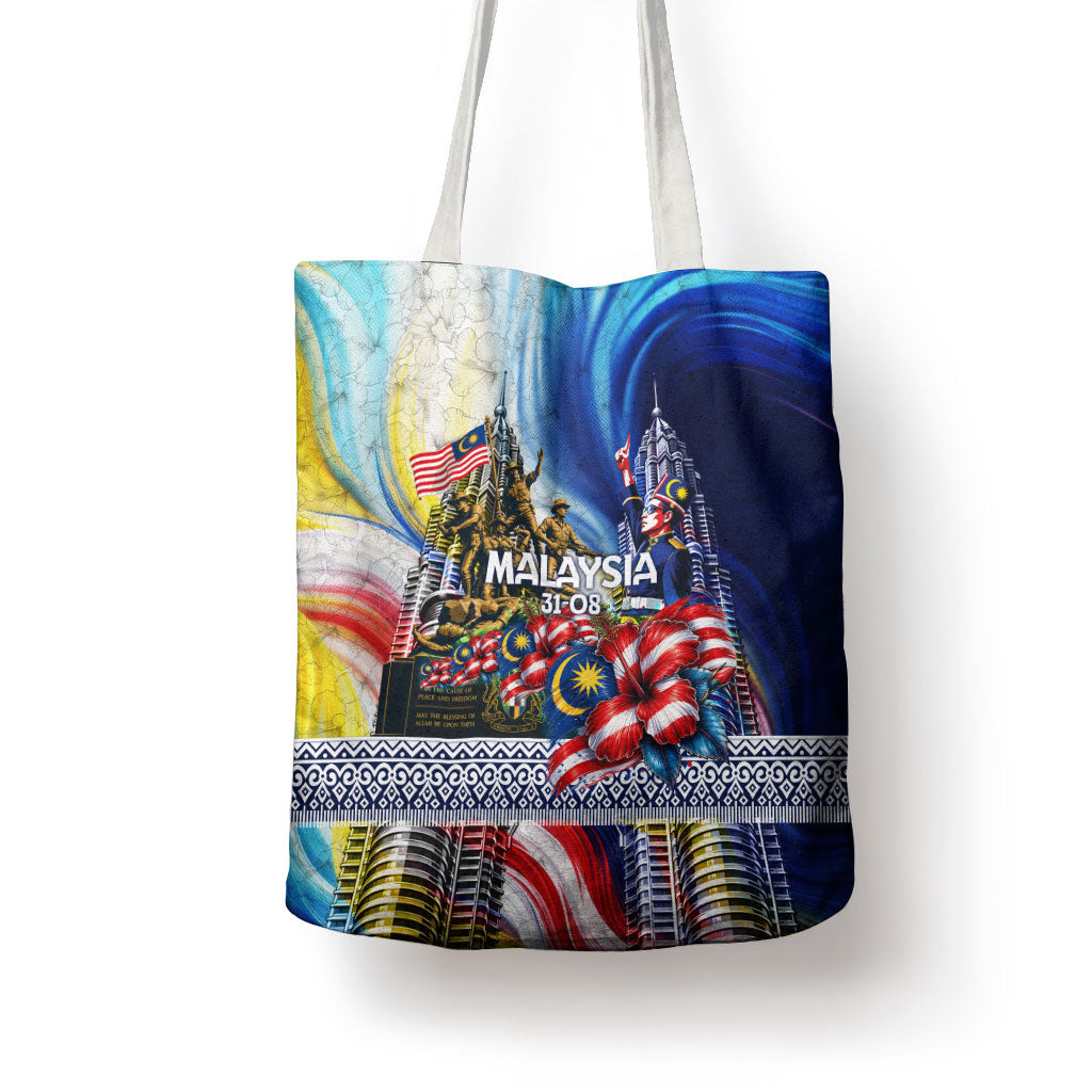 Malaysia Merdeka Independence Day Tote Bag Patriotic Twin Towers Soldier National Flower Graphic