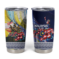 Malaysia Merdeka Independence Day Tumbler Cup Patriotic Twin Towers Soldier National Flower Graphic