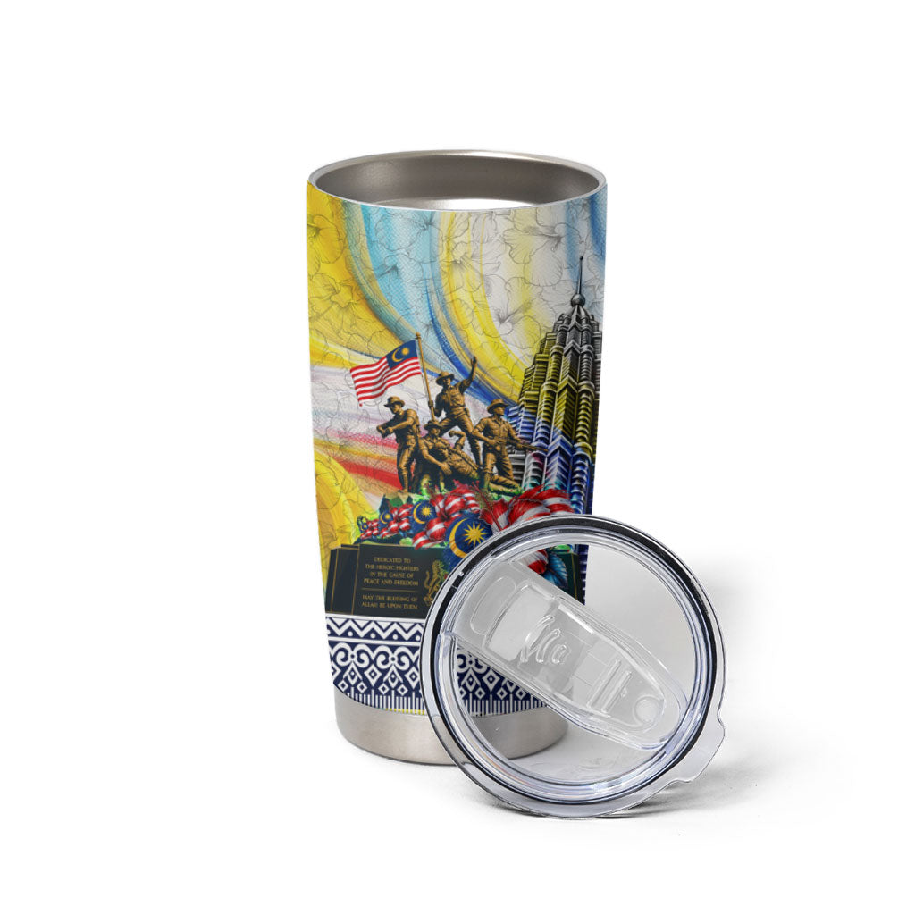 Malaysia Merdeka Independence Day Tumbler Cup Patriotic Twin Towers Soldier National Flower Graphic