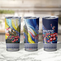 Malaysia Merdeka Independence Day Tumbler Cup Patriotic Twin Towers Soldier National Flower Graphic