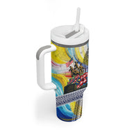Malaysia Merdeka Independence Day Tumbler With Handle Patriotic Twin Towers Soldier National Flower Graphic