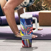 Malaysia Merdeka Independence Day Tumbler With Handle Patriotic Twin Towers Soldier National Flower Graphic