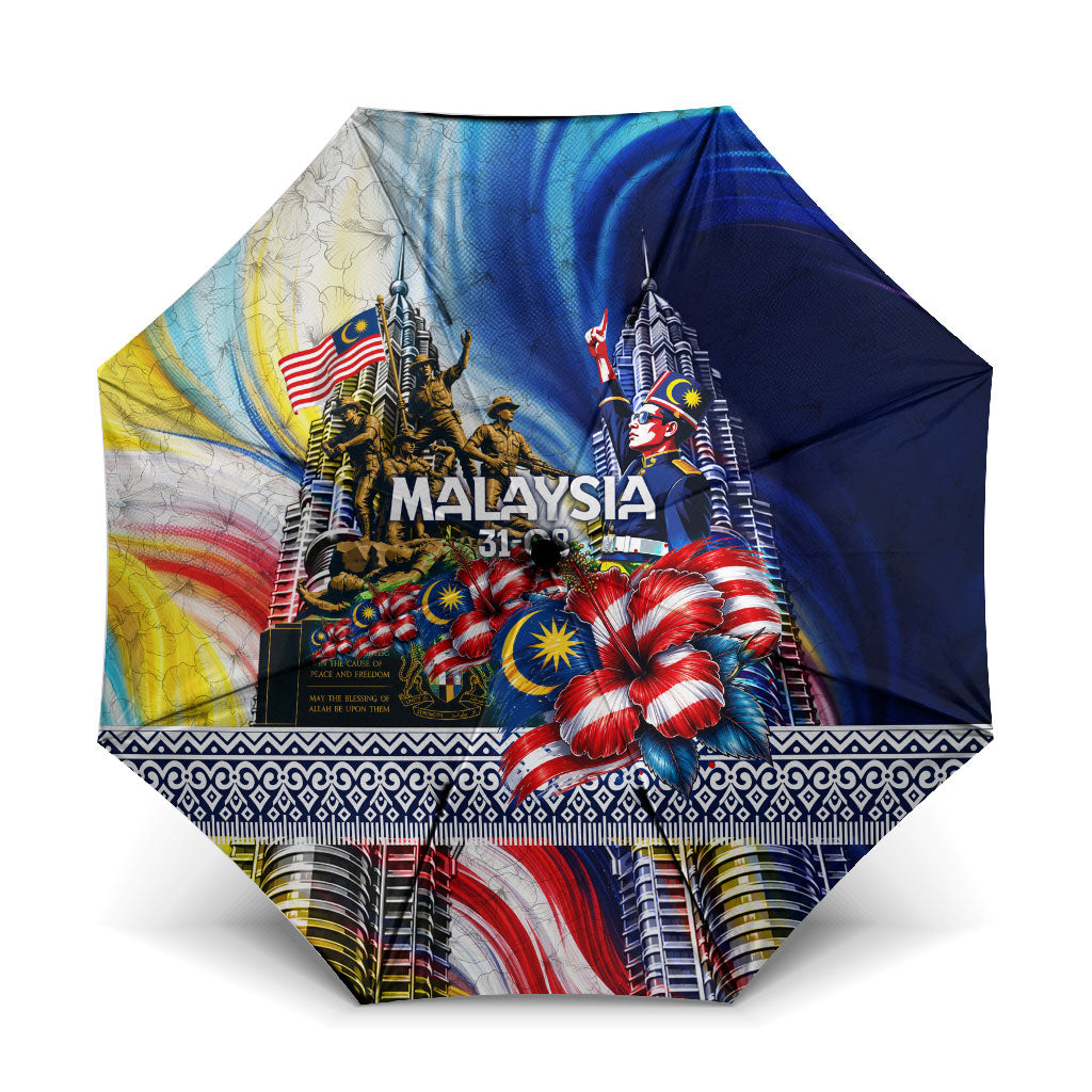 Malaysia Merdeka Independence Day Umbrella Patriotic Twin Towers Soldier National Flower Graphic