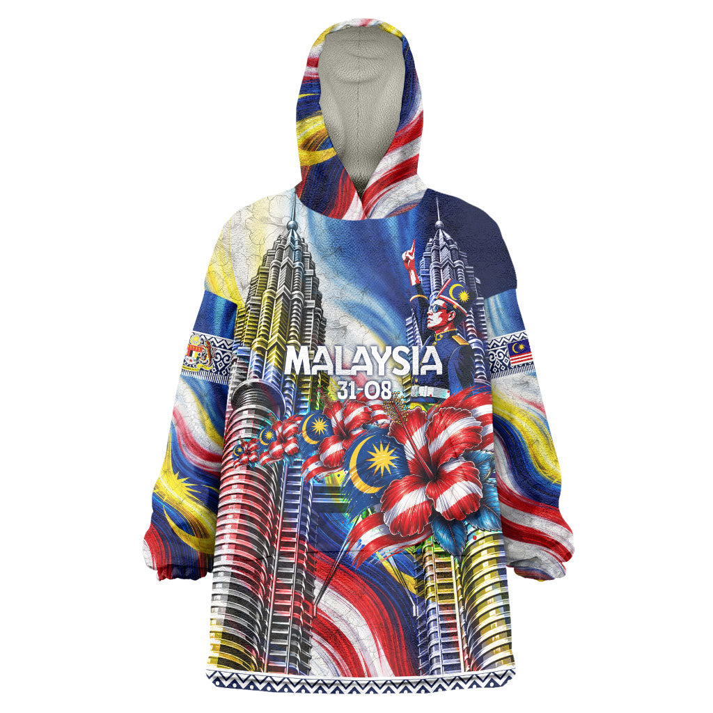 Malaysia Merdeka Independence Day Wearable Blanket Hoodie Patriotic Twin Towers Soldier National Flower Graphic