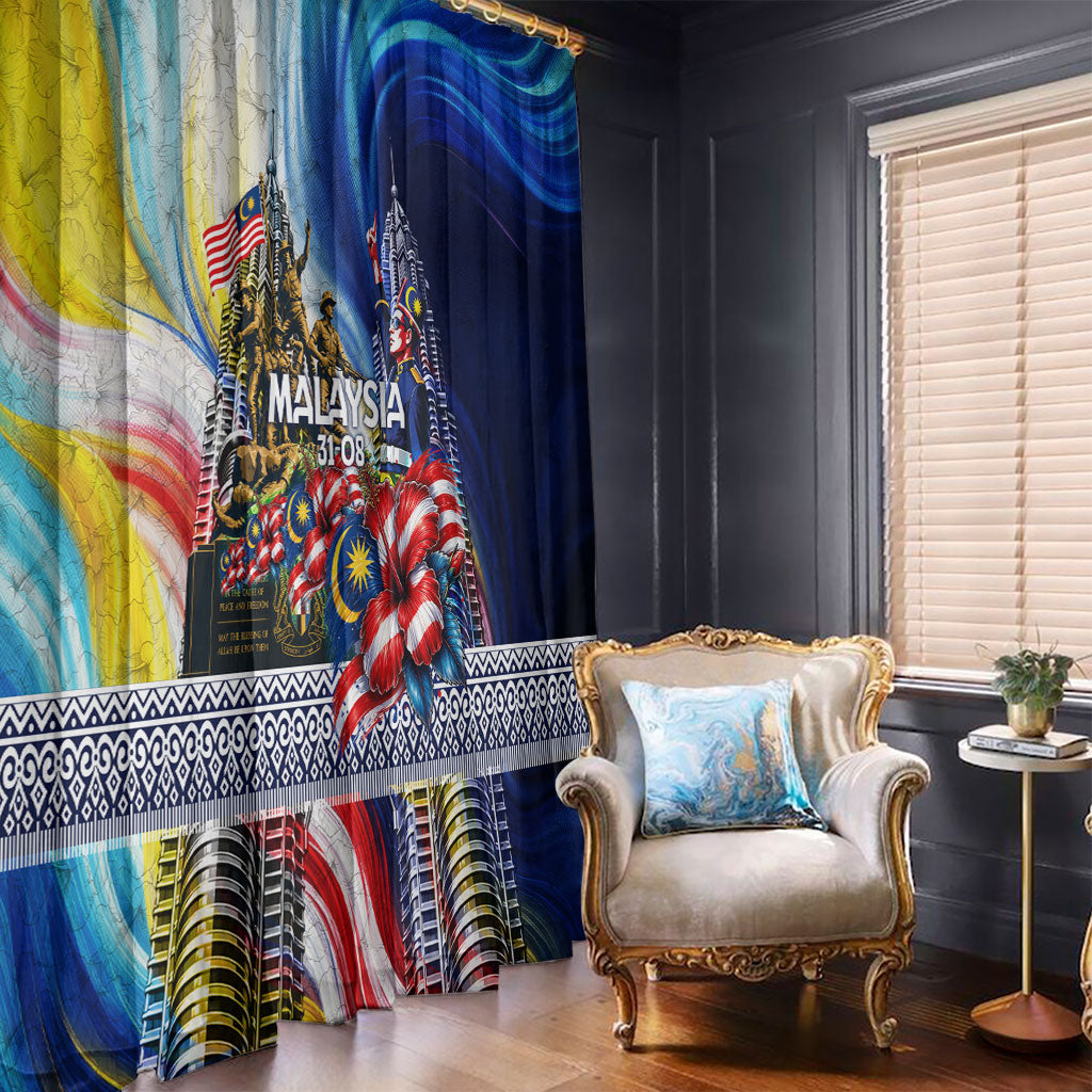 Malaysia Merdeka Independence Day Window Curtain Patriotic Twin Towers Soldier National Flower Graphic