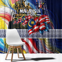 Malaysia Merdeka Independence Day Window Curtain Patriotic Twin Towers Soldier National Flower Graphic