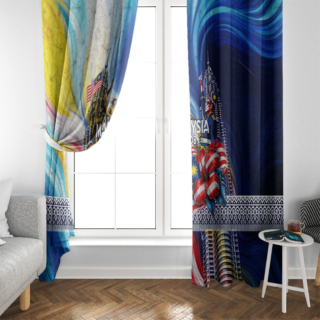 Malaysia Merdeka Independence Day Window Curtain Patriotic Twin Towers Soldier National Flower Graphic