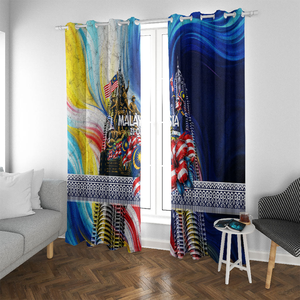 Malaysia Merdeka Independence Day Window Curtain Patriotic Twin Towers Soldier National Flower Graphic