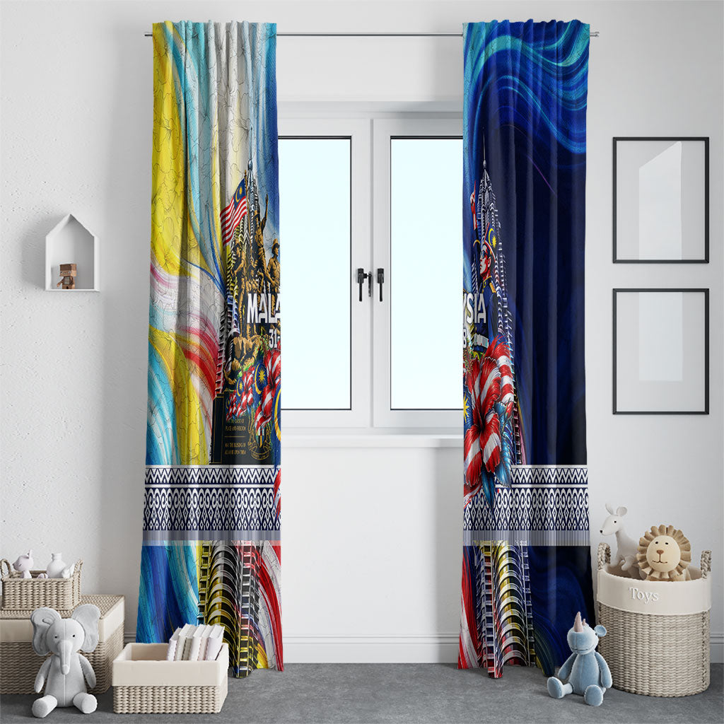 Malaysia Merdeka Independence Day Window Curtain Patriotic Twin Towers Soldier National Flower Graphic