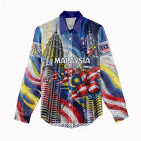 Malaysia Merdeka Independence Day Women Casual Shirt Patriotic Twin Towers Soldier National Flower Graphic