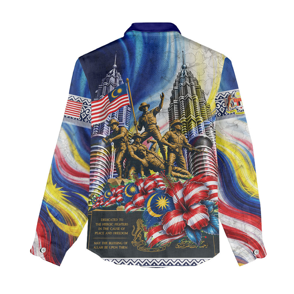Malaysia Merdeka Independence Day Women Casual Shirt Patriotic Twin Towers Soldier National Flower Graphic