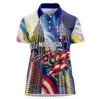 Malaysia Merdeka Independence Day Women Polo Shirt Patriotic Twin Towers Soldier National Flower Graphic