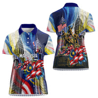 Malaysia Merdeka Independence Day Women Polo Shirt Patriotic Twin Towers Soldier National Flower Graphic