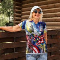 Malaysia Merdeka Independence Day Women Polo Shirt Patriotic Twin Towers Soldier National Flower Graphic