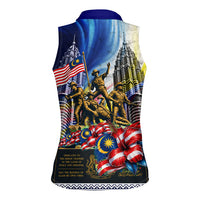 Malaysia Merdeka Independence Day Women Sleeveless Polo Shirt Patriotic Twin Towers Soldier National Flower Graphic