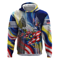 Malaysia Merdeka Independence Day Zip Hoodie Patriotic Twin Towers Soldier National Flower Graphic