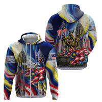 Malaysia Merdeka Independence Day Zip Hoodie Patriotic Twin Towers Soldier National Flower Graphic