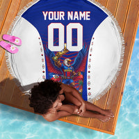 Personalized Haiti Football Eagle Champions Beach Blanket Les Grenadiers Soccer Trophy 2026 Heritage Flag
