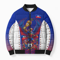 Personalized Haiti Football Eagle Champions Bomber Puffer Jacket Les Grenadiers Soccer Trophy 2026 Heritage Flag