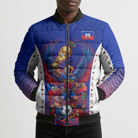 Personalized Haiti Football Eagle Champions Bomber Puffer Jacket Les Grenadiers Soccer Trophy 2026 Heritage Flag