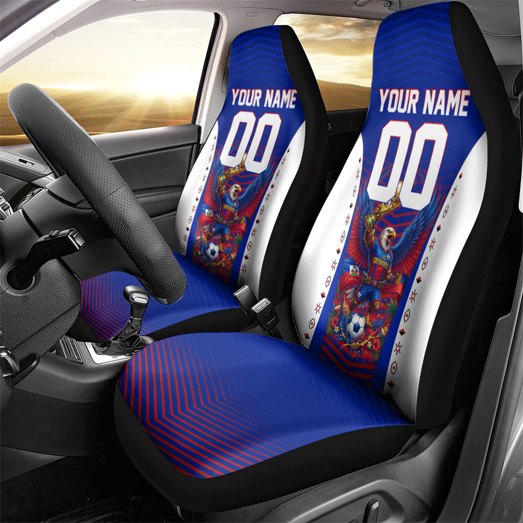 Personalized Haiti Football Eagle Champions Car Seat Cover Les Grenadiers Soccer Trophy 2026 Heritage Flag