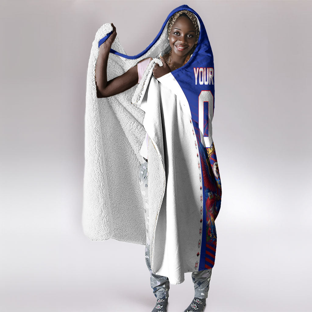 Personalized Haiti Football Eagle Champions Hooded Blanket Les Grenadiers Soccer Trophy 2026 Heritage Flag