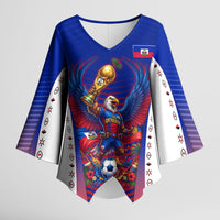 Personalized Haiti Football Eagle Champions Kimono Sleeve Blouse Les Grenadiers Soccer Trophy 2026 Heritage Flag