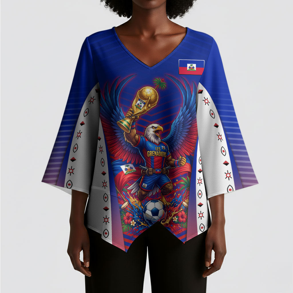 Personalized Haiti Football Eagle Champions Kimono Sleeve Blouse Les Grenadiers Soccer Trophy 2026 Heritage Flag