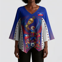 Personalized Haiti Football Eagle Champions Kimono Sleeve Blouse Les Grenadiers Soccer Trophy 2026 Heritage Flag