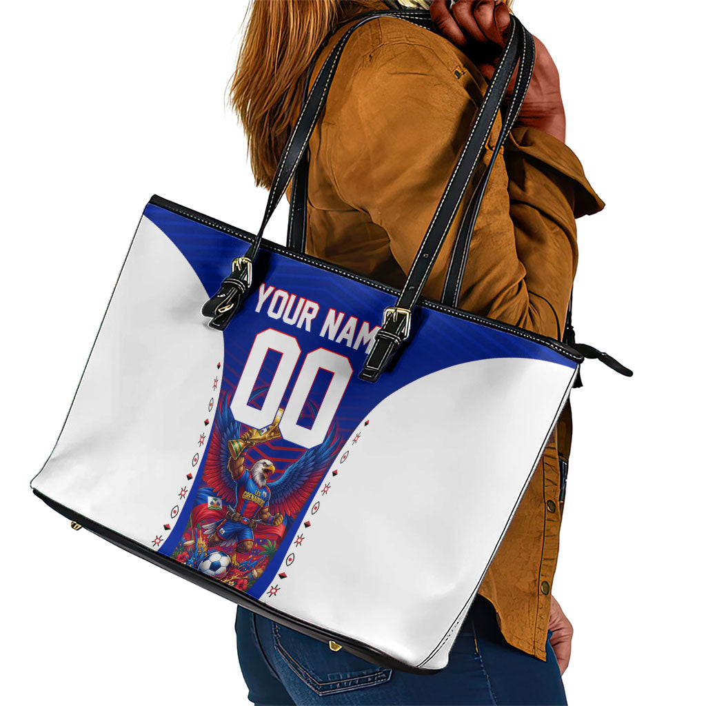 Personalized Haiti Football Eagle Champions Leather Tote Bag Les Grenadiers Soccer Trophy 2026 Heritage Flag