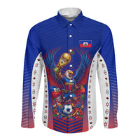 Personalized Haiti Football Eagle Champions Long Sleeve Button Shirt Les Grenadiers Soccer Trophy 2026 Heritage Flag