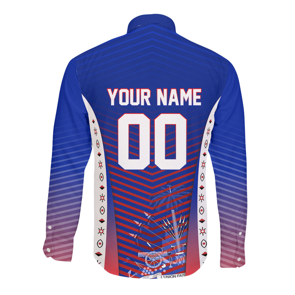 Personalized Haiti Football Eagle Champions Long Sleeve Button Shirt Les Grenadiers Soccer Trophy 2026 Heritage Flag