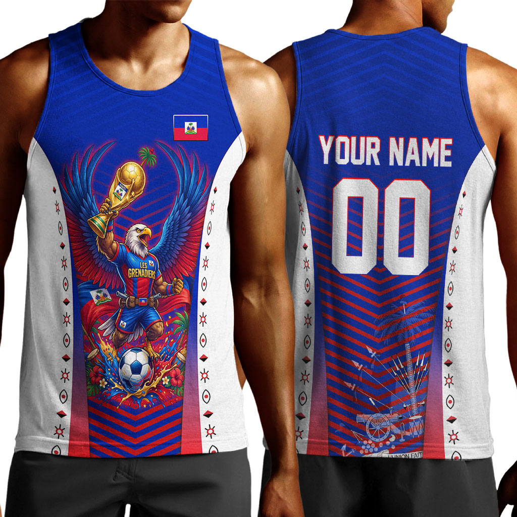Personalized Haiti Football Eagle Champions Men Tank Top Les Grenadiers Soccer Trophy 2026 Heritage Flag