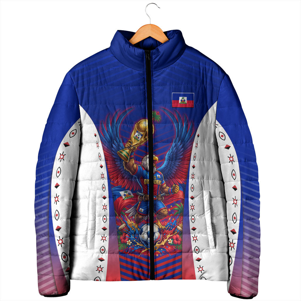 Personalized Haiti Football Eagle Champions Padded Jacket Les Grenadiers Soccer Trophy 2026 Heritage Flag