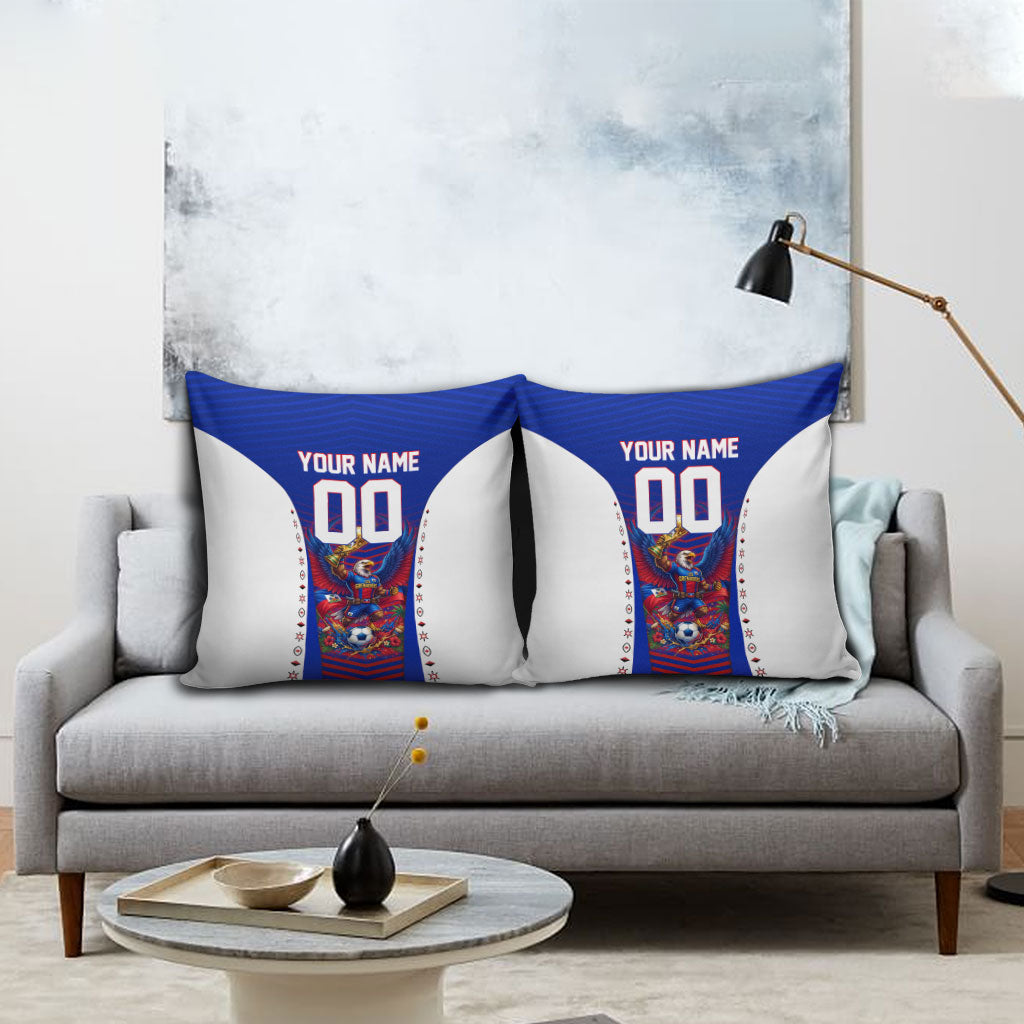 Personalized Haiti Football Eagle Champions Pillow Cover Les Grenadiers Soccer Trophy 2026 Heritage Flag