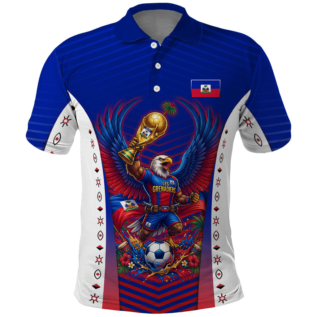 Personalized Haiti Football Eagle Champions Polo Shirt Les Grenadiers Soccer Trophy 2026 Heritage Flag