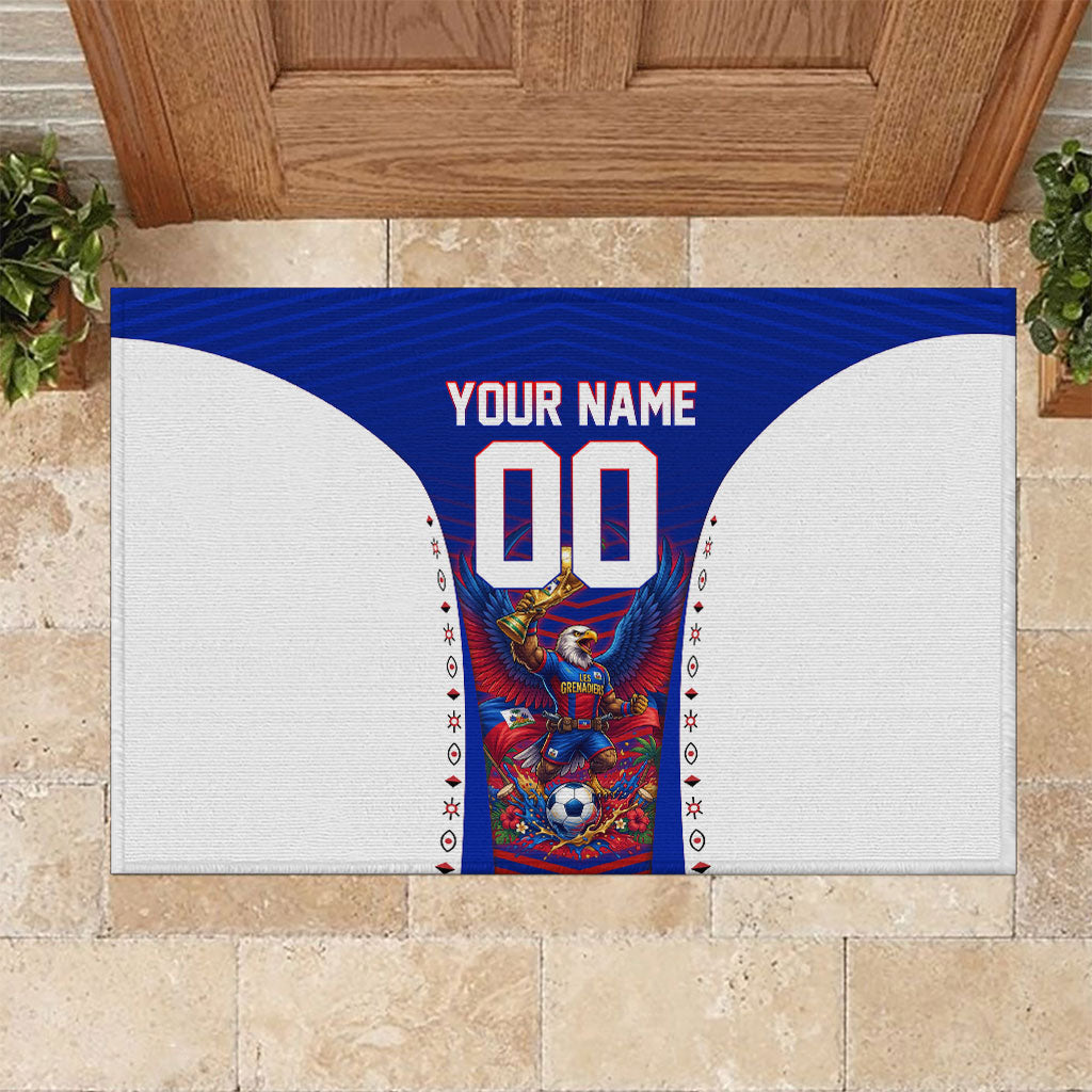 Personalized Haiti Football Eagle Champions Rubber Doormat Les Grenadiers Soccer Trophy 2026 Heritage Flag