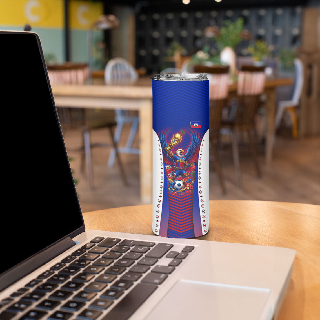 Personalized Haiti Football Eagle Champions Skinny Tumbler Les Grenadiers Soccer Trophy 2026 Heritage Flag