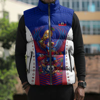 Personalized Haiti Football Eagle Champions Sleeveless Puffer Jacket Les Grenadiers Soccer Trophy 2026 Heritage Flag