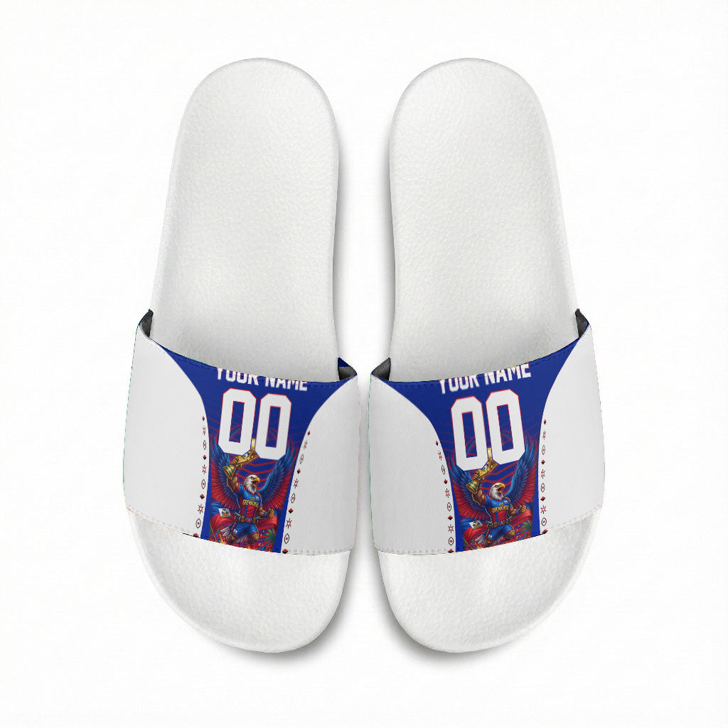 Personalized Haiti Football Eagle Champions Slide Sandals Les Grenadiers Soccer Trophy 2026 Heritage Flag