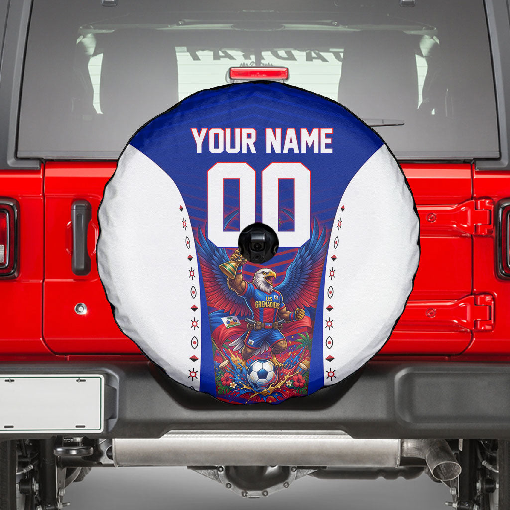 Personalized Haiti Football Eagle Champions Spare Tire Cover Les Grenadiers Soccer Trophy 2026 Heritage Flag