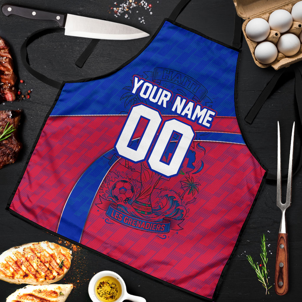 Personalized Haiti Soccer Les Grenadiers Apron Championship Football 2026 Trophy Haitian Flag Map