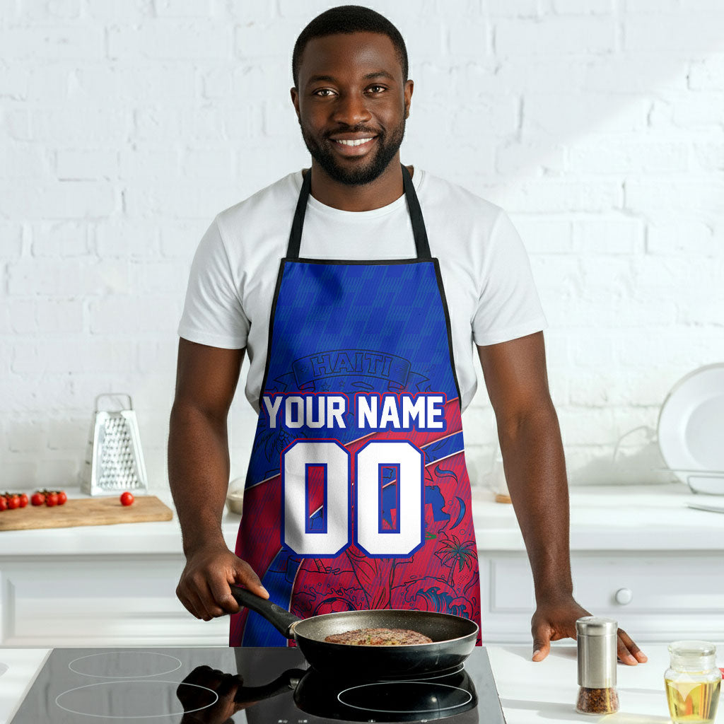 Personalized Haiti Soccer Les Grenadiers Apron Championship Football 2026 Trophy Haitian Flag Map